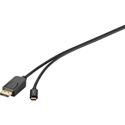 Afbeelding van Renkforce USB C / DisplayPort Adapterkabel stekker, stekker 1.80 m Zwart RF 4538166 displaykabel