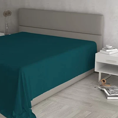 Afbeelding van MAX COLOR Hoeslaken, 100% katoen, effen, petrolgroen, tweepersoonsbed 270 x 300 cm