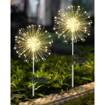 Afbeelding van Joysing Gartendeko Set van 2 zonnelampen voor buiten, 120 leds, 8 modi, paardenbloem, waterdicht, tuin, gazon, terras, warm wit
