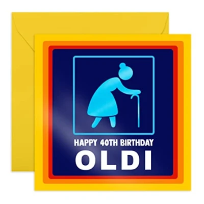 Afbeelding van Central 23 grappige verjaardagskaart Voor vrouwen &quot;Happy 40th Birthday Oldi&quot; Hilarisch cadeau haar veertigste vrouw, zus, moeder 40 jaar Wordt geleverd met stickers