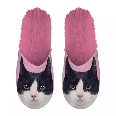 Afbeelding van Pantoffel Kat Zwart Wit 39 42