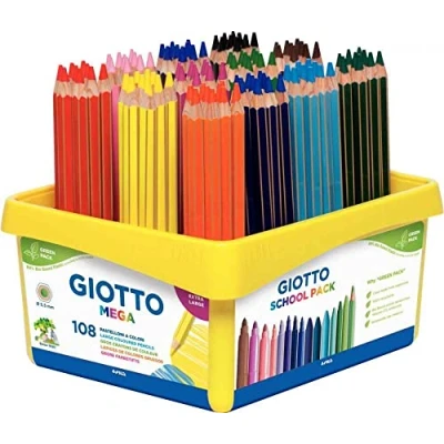 Afbeelding van Giotto Mega kleurpotloden, schoolpack met 108 stuks in geassorteerde kleuren