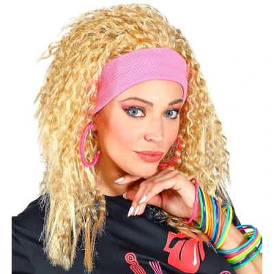 Afbeelding van &quot;80s Fashion WIG MET HEADBAND&quot; in polyester tas