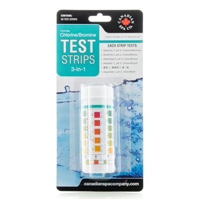 Afbeelding van CANADIAN SPA CO. 3 in 1 Pool Test Strips voor Hot Tub, 50 stuks, Waterteststrips chloor, pH en alkaliteit