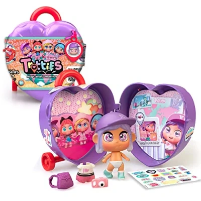 Afbeelding van Trotties Trolley Mini Trottie Emma, kleine koffer met 1 pop, kleding en accessoires, 2 achtergrondscenario&#039;s stickers, houden overal mee naartoe nemen, 4 modellen, +3 jaar, beroemd (TFT05300)