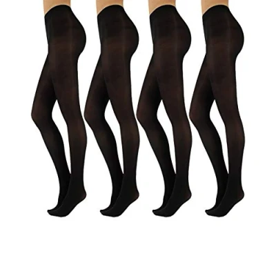 Afbeelding van CALZITALY 4 paar ondoorzichtige microvezel panty elke dag zwart S/M, L/XL 50 DEN Made in Italy, zwart.