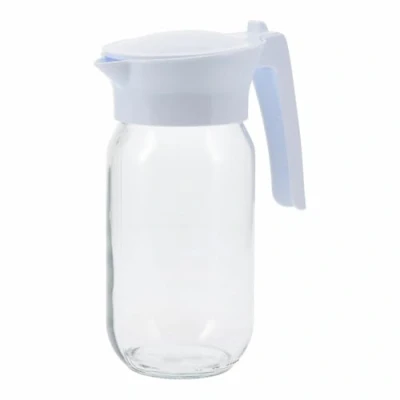 Afbeelding van Glazen Schenkkan Waterkan met witte deksel 1,0 Liter Excellent Houseware