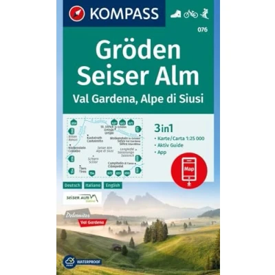Afbeelding van KOMPASS Wanderkarte 076 Gröden, Seiser Alm / Val Gardena, Alpe di Siusi 1:25.000