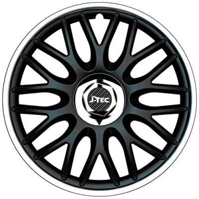 Image de J Tec Jeu d&#039;enjoliveurs Orden R 14 inch noir/argent + anneau chromé