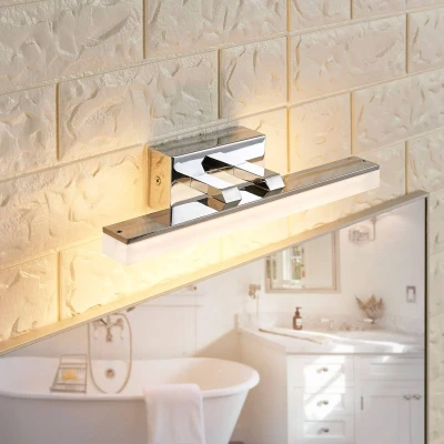 Afbeelding van Lucande Wandlamp 1licht acryl, metaal H: 5.5 cm gesatineerd wit, chroom Inclusief lichtbron