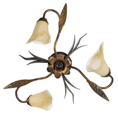 Afbeelding van Alga plafondlamp, 3 lamps, ijzer, glas, Florentijn