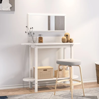 Afbeelding van Wandtafel 110x40x80 cm massief grenenhout wit