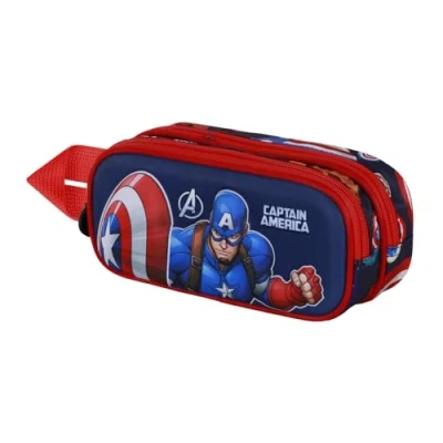 Afbeelding van Karactermania Marvel Captain America Patriot 3D Drievoudige Etui met rits Tekenetui Pennenetui Blauw