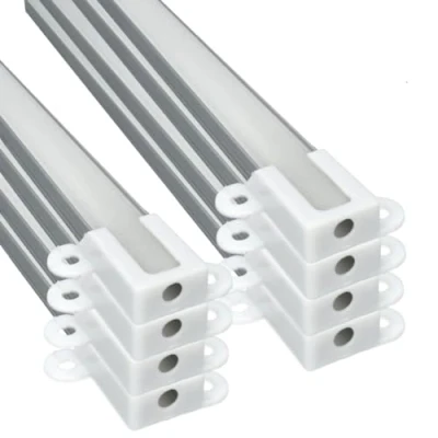 Afbeelding van Jandei 8 grijze aluminium profielen van 1 meter voor installatie op het oppervlak ledstrips, led kanaal Met diffuser in melkwit. eindkappen en montageclips (14 mm x 7 mm)