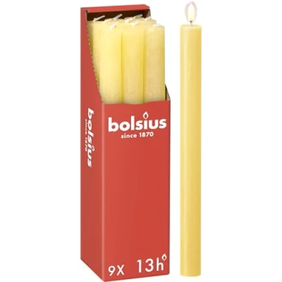 Afbeelding van Bolsius Dinerkaars Rustiek Sunny Yellow 27 cm 9 Stuks