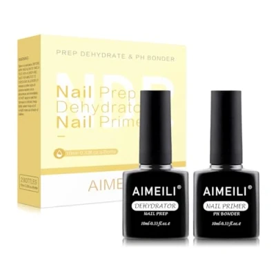 Image de AIMEILI Nail Primer et Déshydrateur Ongle Set Sans Acide Déshydraté la Préparation Ongles Équilibrant Vernis à 2x10ml