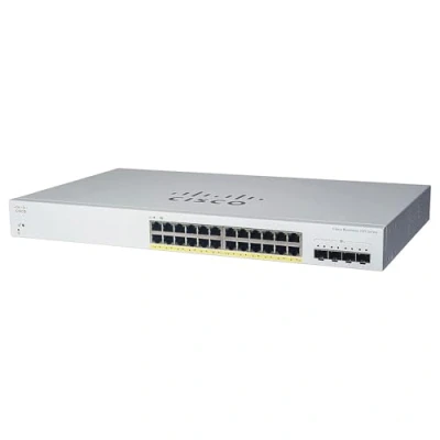 Image de Cisco Business 220 Series CBS220 24P 4X Commutateur intelligent 24 x 10/100/1000 (PoE+) + 4 SFP+ 10 Go (liaison montante) Montable sur rack PoE+ (195 W)