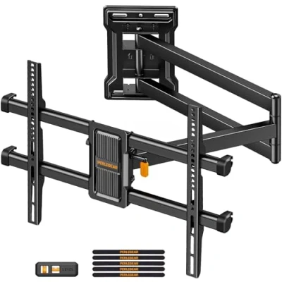 Afbeelding van Perlegear PGMF24B TV muurbeugel met lange mouwen, belastbaar tot 60 kg, ± 90 draaibaar en 700 mm verlengbaar, VESA max. 400 x