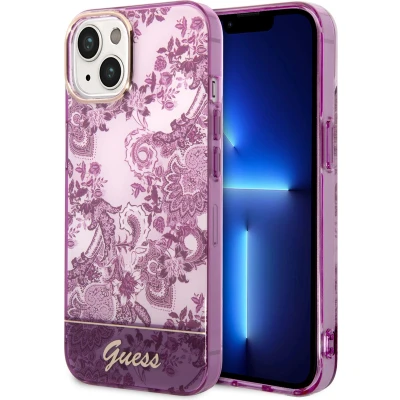 Afbeelding van GUESS Telefoonhoesje voor Apple iPhone 14 Kleur: Roze Back Cover TPU Materiaal Bescherming van Telefoon