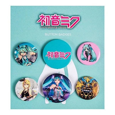 Afbeelding van GB Eye LTD, Hatsune Miku, Mix, Knopenset, Extra Groot, Aluminium, Cubic Zirconia, Kubieke zirkonia
