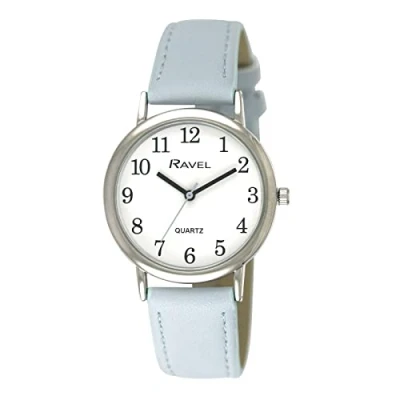 Afbeelding van Ravel Dameshorloge in pastel en zilver, Hemelsblauw, Small 27mm watch case, Riem