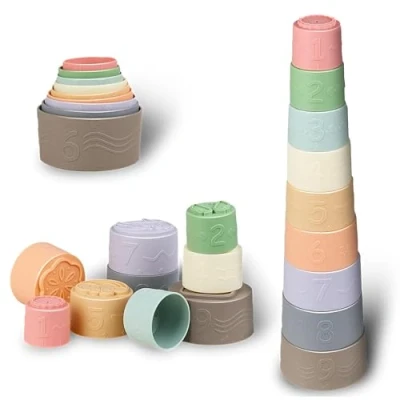 Afbeelding van Tokiyis Stacking Cups Montessori speelgoed voor baby&#039;s van 6 tot 12 maanden, sensorisch peuters 1 3, cadeaus baby&#039;s, jongens en meisjes, stapelbaar