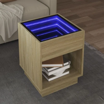 Afbeelding van Salontafel met Infinity LED 40x40x50 cm sonoma eikenkleurig