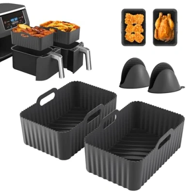 Afbeelding van Ninja SL400EU, AF400EU, AF451EU, AF300EU, Foodi Max AF500EU, 4 siliconen inzetstukken voor heteluchtfriteuse Dual Zone Grijs