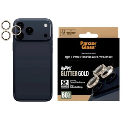 Afbeelding van PanzerGlass Camera Protector Hoops Optic Rings voor de Apple iPhone 17 Pro / Max Glitter Goud