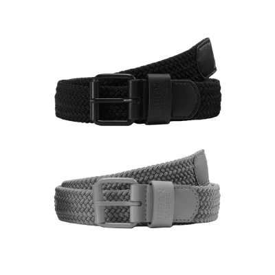 Afbeelding van Urban Classics Elastic BELT 2 PACK Gevlochten riem, Heren, Maat: S/M, Black/grey
