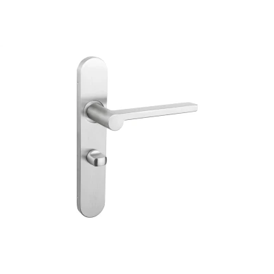 Afbeelding van Lavuzo deurkruk Caserta RVS met afgerond schild WC63/8 badkamersluiting Per set Deurklink