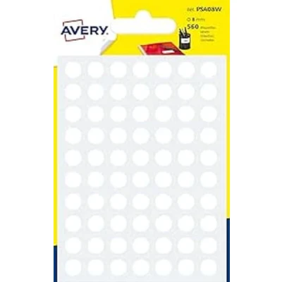 Image de AVERY 560 pastilles, Planche A6, Blanc, 8 mm