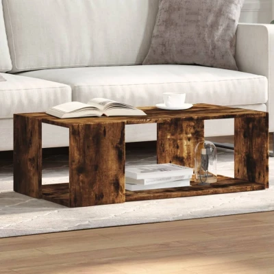 Afbeelding van Salontafel 89,5x48x30 cm bewerkt hout gerookt eikenkleurig
