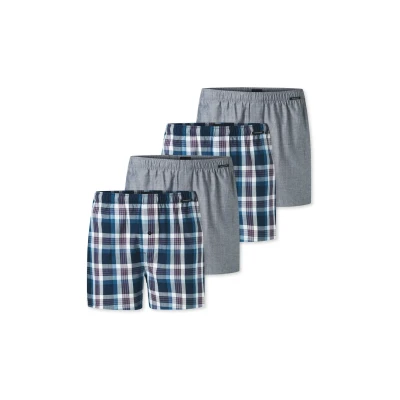 Afbeelding van Schiesser 4ER PACK Boxershorts Blau grau, Heren, Maat: Medium, grau