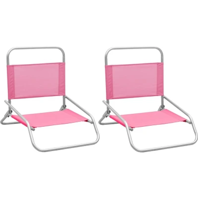 Afbeelding van Strandstoelen 2 st inklapbaar stof roze
