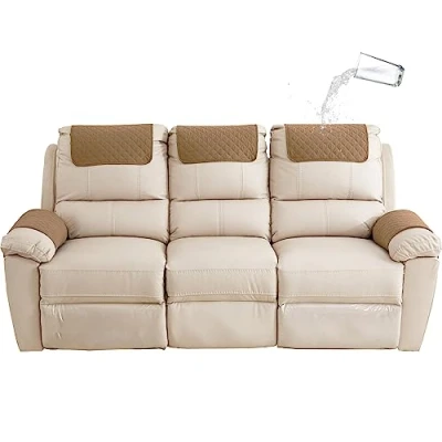 Afbeelding van GYHH Sofa Armsteun Cover, Hoofdsteunhoes voor Kantelbare Stoel Armhoes, Gewatteerde Antislip Stoelhoes (Camel, 3 zits Recliner 5 stuks)