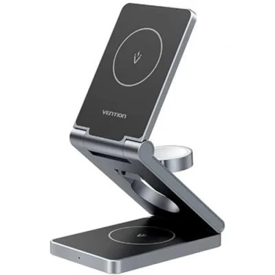 Afbeelding van Bezprzewodowa składana ładowarka magnetyczna Vention 3w1, Space Grey