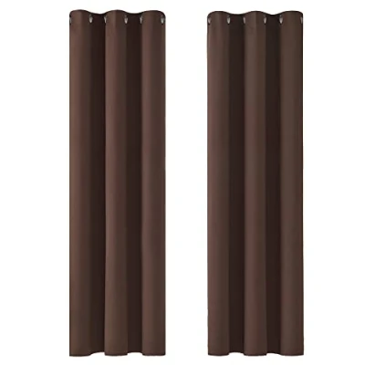 Afbeelding van Deconovo warmte isolerende verduisterende gordijnen, gordijnen voor de slaapkamer van jongens, modern ontwerp met oogjes, 107x160 CM (breedte x hoogte), Chocolade, 2 Stuks