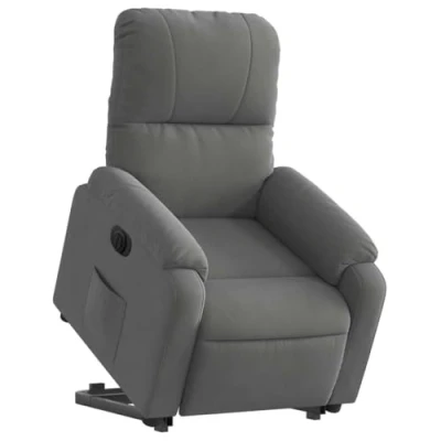 Afbeelding van vidaXL Fauteuil Inclinable Électrique, Chaise de Relaxation avec Dossier et Repose pied Réglables, Siège Salon Salle Séjour, Gris Foncé Tissu Microfibre
