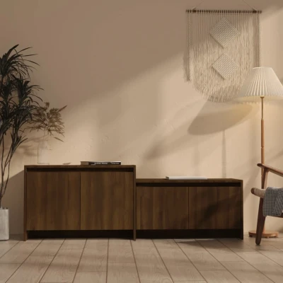 Afbeelding van Tv meubel 146,5x35x50 cm spaanplaat bruineikenkleurig