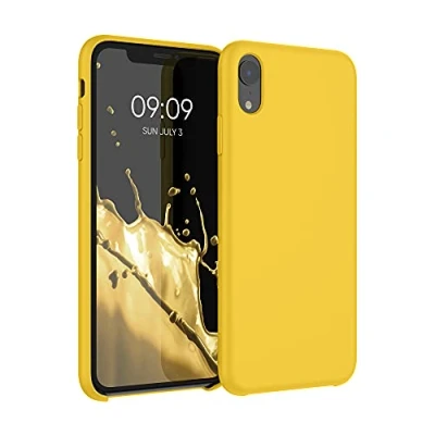 Afbeelding van kwmobile telefoonhoesje geschikt voor Apple iPhone XR Hoesje met siliconen coating Smartphone case in honinggeel