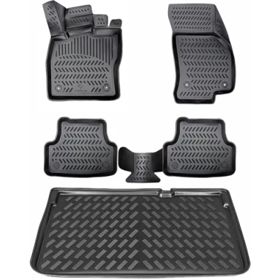Afbeelding van ELMASLINE Set 3D rubberen matten en kofferbakmat voor KIA SPORTAGE 5 (V) 2022 2024, geschikt plug in hybride modellen, modellen zonder subwoofer