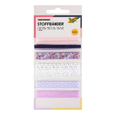 Afbeelding van Folia stoffen linten, 6 geassorteerde kleuren, totale lengte 5,5 m, sweet bouquet knutselmateriaal