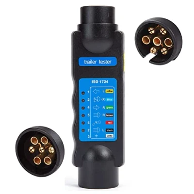 Afbeelding van SPARKMOTO Tester voor achterlicht caravan, 7 polig, tester, aanhangerstekker, bekabeling, achterlichten, aanhanger, auto, 12 V, met led detectie terugkeer, norm ISO 1724(SKT07)