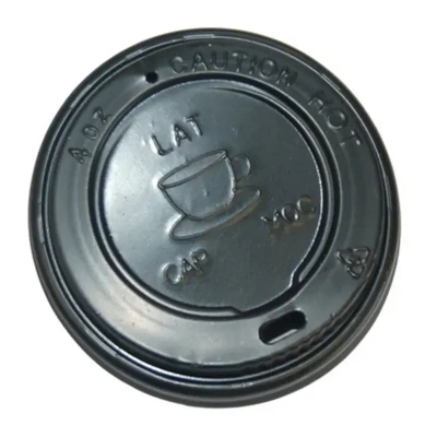 Afbeelding van Koffiebekers en Deksels voor To Go 4oz Zwart PS Ø 63mm
