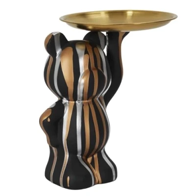 Afbeelding van HOME DECO FACTORY, HD0153 Modern en elegant decoratief beeld, praktisch vak voor sleutels sieraden, verfijnde afwerking in zwart, goud zilver, ideaal elk interieur, 30 cm