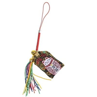 Afbeelding van Lachineuse Japanse Omamori Maneki Neko om geluk, geluk en welvaart aan te trekken Geluksbrenger op hangen Traditionele amulet kat Japans