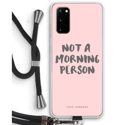 Afbeelding van Case Company® hoesje met Koord geschikt voor Samsung Galaxy S20 Morning person Telefoonhoesje Zwart Bescherming aan alle Kanten en Over de Schermrand