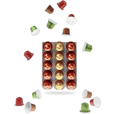Afbeelding van R&amp;R SHOP Capsulehouder voor Nespresso, plak op alle oppervlakken zoals muren, koelkast en geschikt Nespresso koffiemachines met 3M stickers, 5 Cadauno capsules Set van 3
