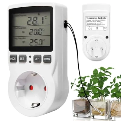 Afbeelding van Thermostaat Stopcontact Temperatuurregelaar Temperatuurschakelaar Socket Stopcontact: 230 V met Sonde, Koeling